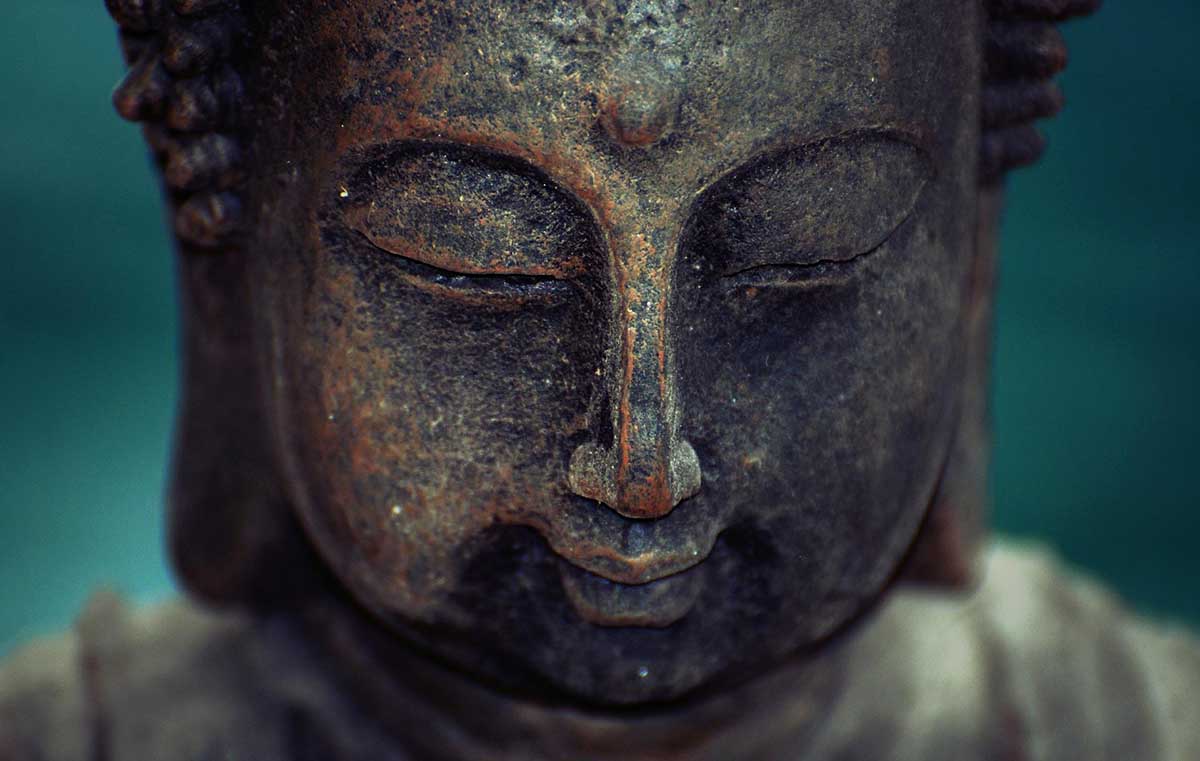 gros plan bouddha qui ferme les yeux sur fond bleu reiki niort praticienne en soins énergétiques niort forme physique niort fatigue niort soin chakras niort medecine parallèle granzay gript burn out niort depression niort